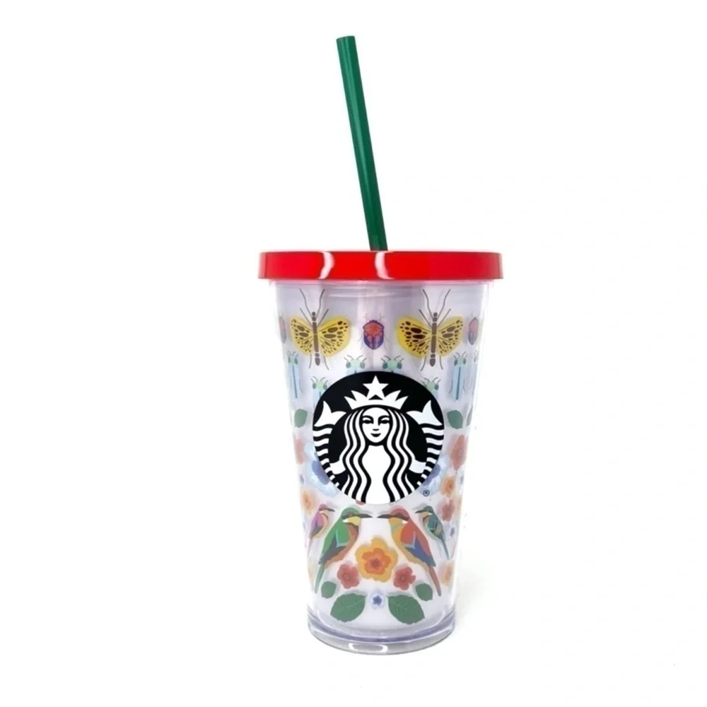 Starbucks Birds & Flowers Cold Cup 16 oz Grande 2017 Logo Collectible New NWT